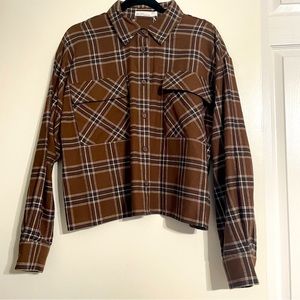 Brown Plaid Button-down Shirt